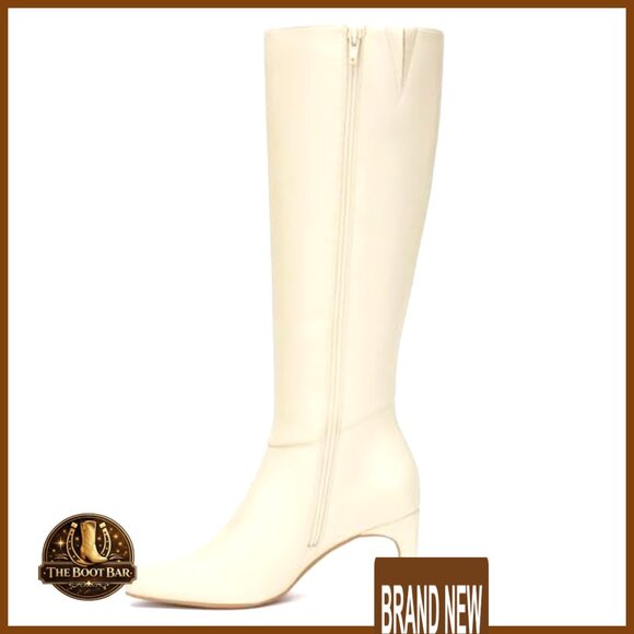 Square Toe Knee High Boots Chunky Heel Zipper Design Elegant Versatile Style - Picture 4 of 7